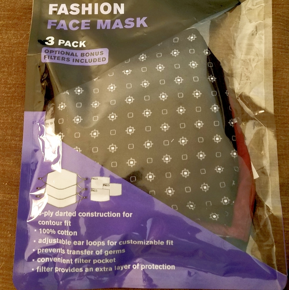 3 Cotton Facemasks with filters